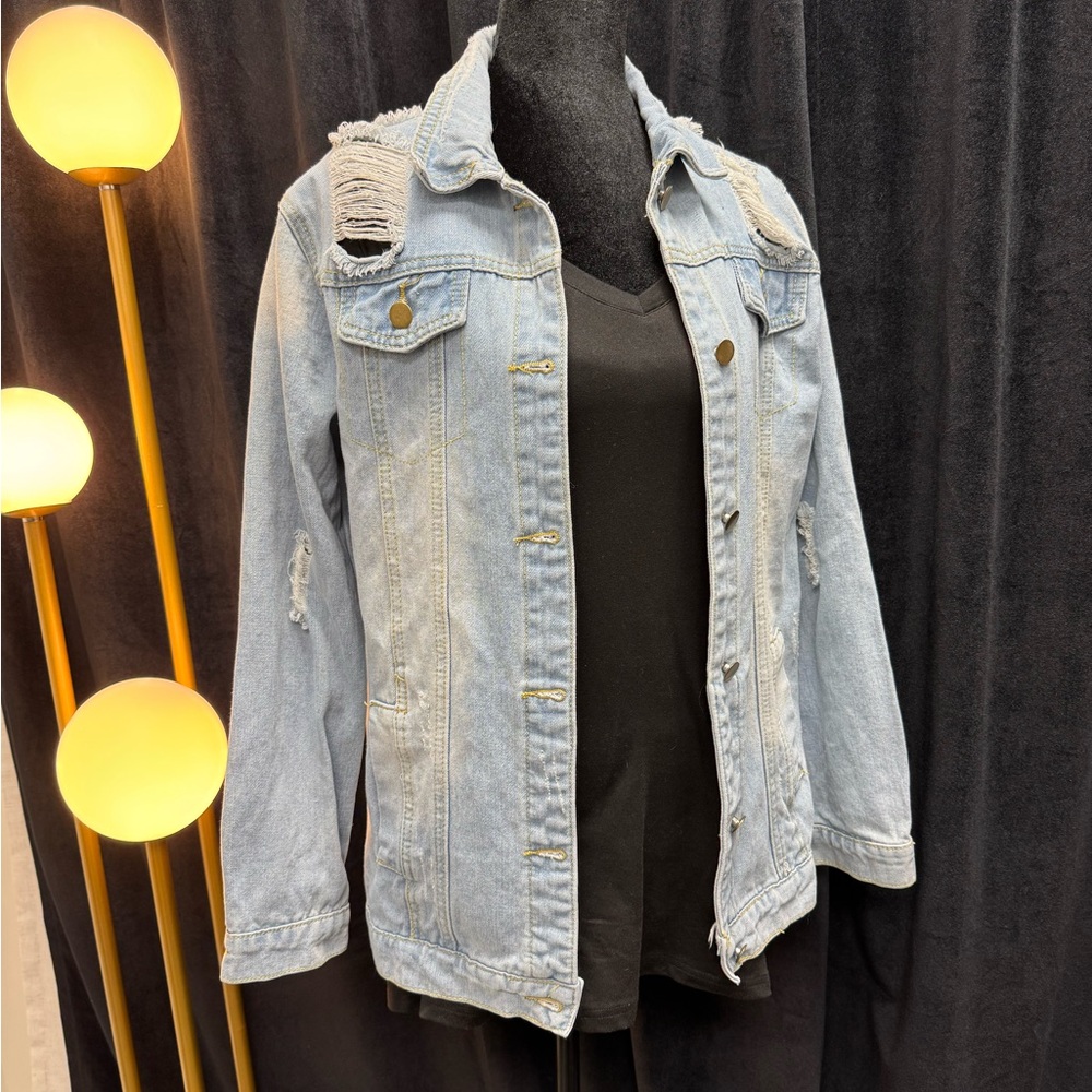 Light Blue Distressed Denim Jacket